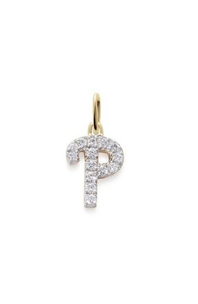 Monica Vinader Lab Grown Diamond Initial Pendant Charm in 14K Gold P at Nordstrom