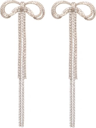 Self Portrait Double Crystal Bow Earrings With Cascading Design