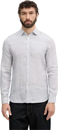 Benetton Linnen overhemd - Heren - Overhemden - Blauw - Maat: 2XL Linnen