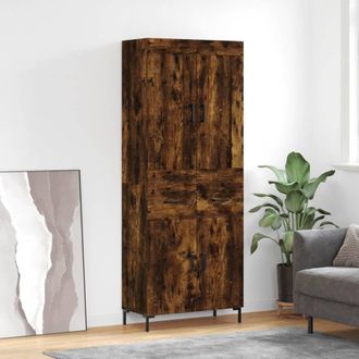 Berkfield Home Highboard Smoked Oak 69.5x34x180 cm Engineered Wood in Brown