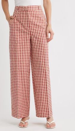 Next Gingham Relaxed Wide Leg Pants in Red at Nordstrom, Size 10 Us
