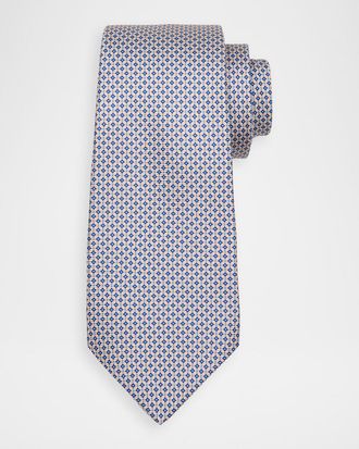 Kiton Men & apos;s Silk Micro-Geometric 7-Fold Tie