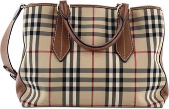 Burberry Ballingdon Tote Horseferry Check Canvas and Leather Medium satchel - Marrone
