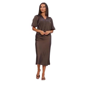 Y.A.S Y.a.s, Dames, Blouses & Shirts, Bruin, Maat: L Poliester