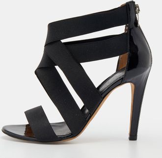 Sergio Rossi Black Patent Leather And Elastic Strappy Sandals