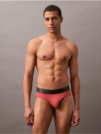 Calvin Klein Mens Brushed Microfiber Stretch Hip Brief - Red - XL