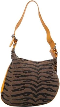 Fendi Pre-owned Shoulder Bags, female, Brown, Size: ONE SIZE Pre-owned Canvas Shoulder Bag