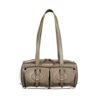 Coccinelle Textured Leather Shoulder Bag with Buckle Detail - Dames - Tassen - Bruin - Maat: ONE Size Leer