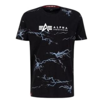 Alpha Industries Lightning AOP T-shirt - Heren - T-shirts - Zwart - M - Katoen - Tops