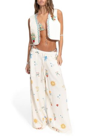 Agua Bendita Mabel Solstice Cover-Up Vest in White at Nordstrom, Size Medium