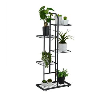 Relaxdays Relaxdays - Plant Stand, Flower Pot Holder with 5 Tiers, hwd: 96 x 45 x 22 cm, Metal Frame, Shelving, Space-Saving, Black