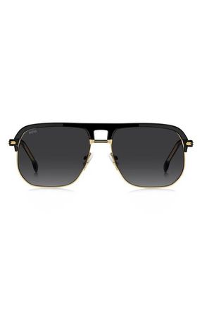 BOSS 59mm Gradient Square Sunglasses in Black Gold/Dark Grey Sf at Nordstrom