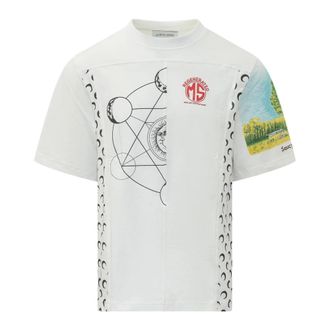 Marine Serre T-Shirts, male, White, Size: XS Crewneck T-Shirt