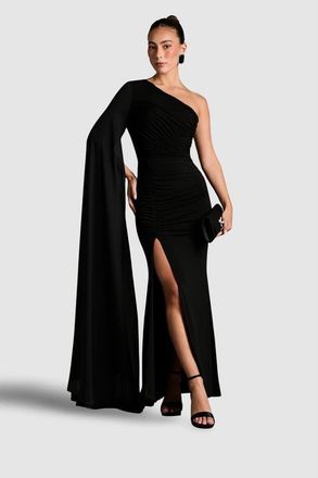 Coast One Shoulder Ruched Maxi Dress in Black at Nordstrom, Size 4