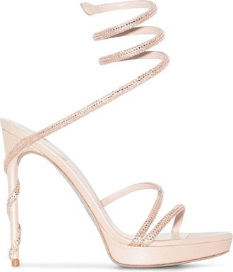 Rene Caovilla Nude Strappy Sandalen - Dames - Sandalen met hakken - Beige - 41 EU - Schoenen