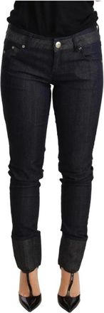 Ermanno Scervino Donkerblauwe Skinny Folded Hem Jeans - Dames - Slim Fit Jeans - Blauw - W26 - Katoen - Jeans