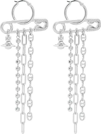 Vivienne Westwood Ginetta Safety-pin Drop Earrings - Silver - One Size