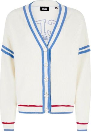 GCDS Logo Gebreide Cardigan - Dames - Vesten - Wit - S - Katoen - Truien & Vesten