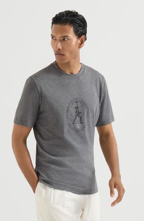 Brunello Cucinelli Cotton jersey crew neck T-shirt with print in Anthracite at Nordstrom, Size Xxx-Large