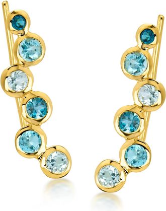 Ross-Simons Tonal Blue Topaz Ear Climbers in 18kt Gold Over Sterling
