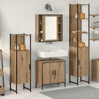 vidaXL Juego De Muebles De Ba&ntilde;o 4 Pcs Marr&oacute;n Madera Contrachapada