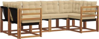 vidaXL Conjunto De Sof&aacute;s De Exterior 6 Uds. Natural Y Beige Vidaxl
