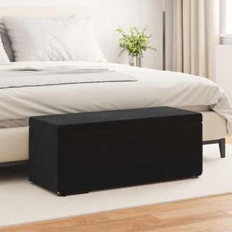 vidaXL Vidaxl Pouf Nero 101 X 41 X 40 Cm Velluto E Legno Ingegnerizzato
