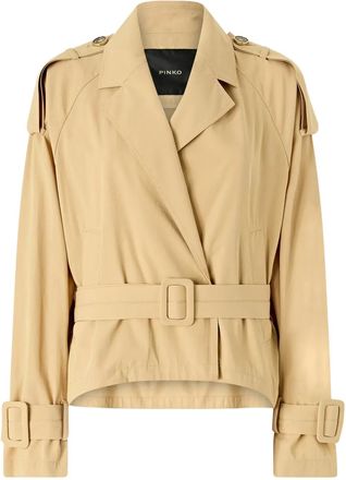 Pinko belted jacket - women - Cotton - S - Neutrals