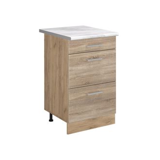 Vicco Mueble Bajo De Cocina R-line, Sonoma/roble Dorado, 50 Cm Encimera M&aacute;rmol, Vicco