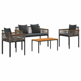 vidaXL Juego De Muebles De Exterior Gris Y Gris Oscuro Rat&aacute;n Sint&eacute;tico Vidaxl