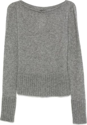 Tom Ford Grijze Boothals Kasjmier Trui - Dames - Cashmere truien - Grijs - L - Kasjmier - Truien & Vesten