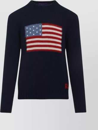 Ralph Lauren Purple Label american flag knitted cashmere pullover