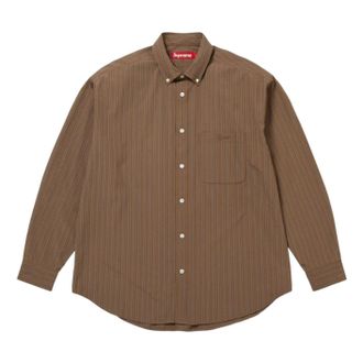 SUPREME FW25 Pinstripe Shirt Brown SUP-FW25-142-BRWN