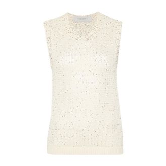 Golden Goose Sleeveless Tops, female, Beige, Size: M Golden Goose Sweaters Yellow