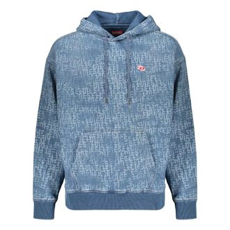 Diesel Hoodies, male, Blue, Size: M D-Um-Rib Track Denim Hoodie
