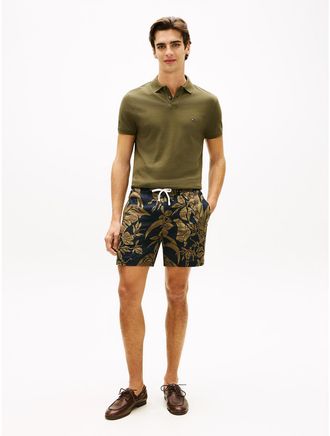 Tommy Hilfiger Mens Tropical Print Linen Short - Navy - 32