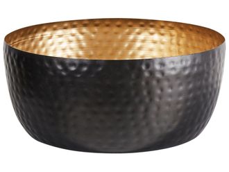 Beliani Beliani - Ciotola Decorativa Rotonda In Metallo Nero E Oro Motivo Nido DApe Banha