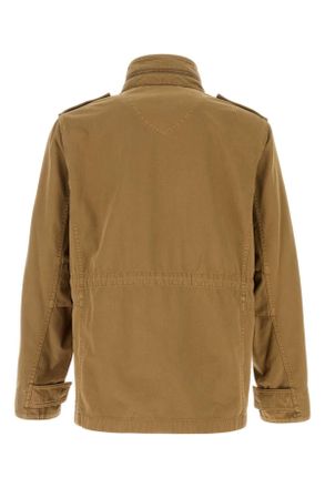 Burberry Mens Camel Cotton Jacket Walnus Exterior: Giubbini