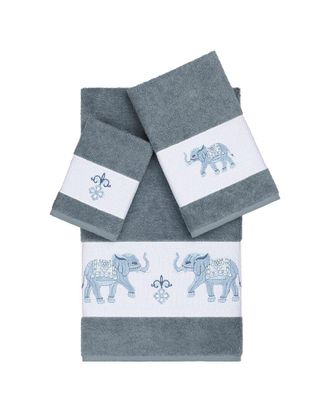 Linum Home Textiles Quinn Turkish Cotton 3Pc Embellished Towel Set