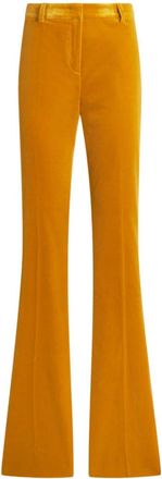 Etro velvet flared trousers - women - Elastane/Cotton - 44 - Orange