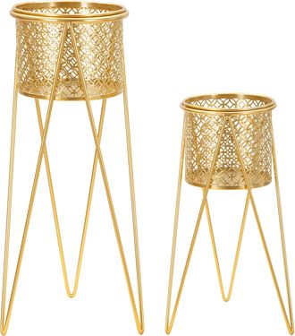 Dmora Ranya - Vase, Gold, Set Mit 2 Vasen, Herausnehmbare Eins&auml;tze