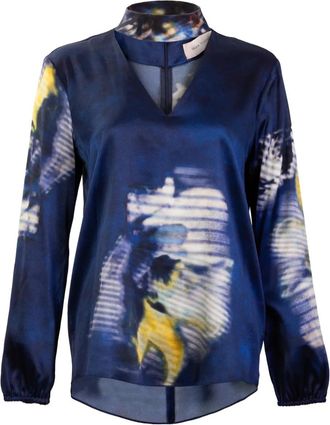 Silvia Tcherassi Blouse met V-hals en bloemenprint - Blauw