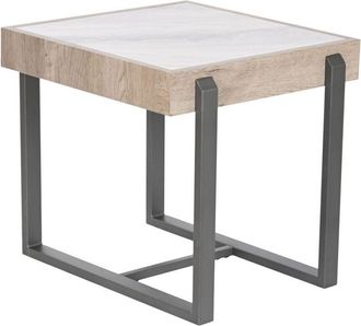 Esprit Mesa Auxiliar Home Esprit Blanco Gris Natural Metal 50 X 50 X 50 Cm