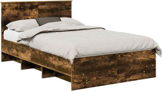 vidaXL Estructura De Cama Con Cabecera Roble Ahumado 137 X 203 Cm Vidaxl