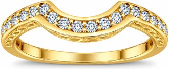 Pompeii3 1/5 Ct Diamond Curved Wedding Engagement Ring Enhancer Band 14k Yellow Gold