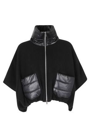 Herno Black Short Striped Quilted Wool-Blend Coat