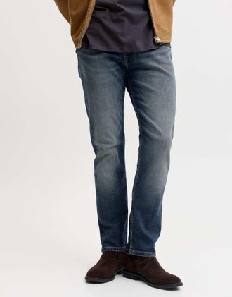 Jack & Jones jeans Clark a vita media con lavaggio stone wash in denim blu