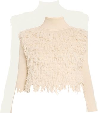 Brandon Maxwell The Chapin Furry Knit Turtleneck Sweater