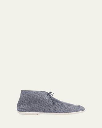 Bottega Veneta Mens Dawson Intrecciato Leather Chukka Boots