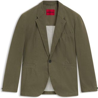 HUGO BOSS Modern-fit jacket in cotton-blend twill